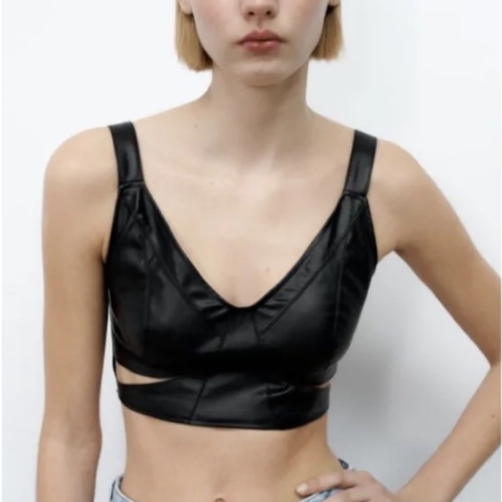 zara leather top